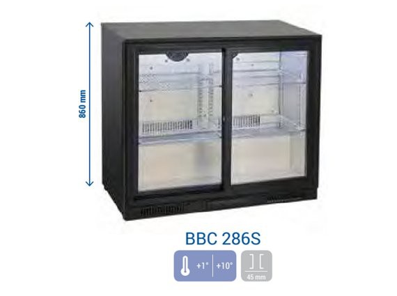 Retrobanco refrigerato 2 porte vetro scorrevoli BBC 286 S